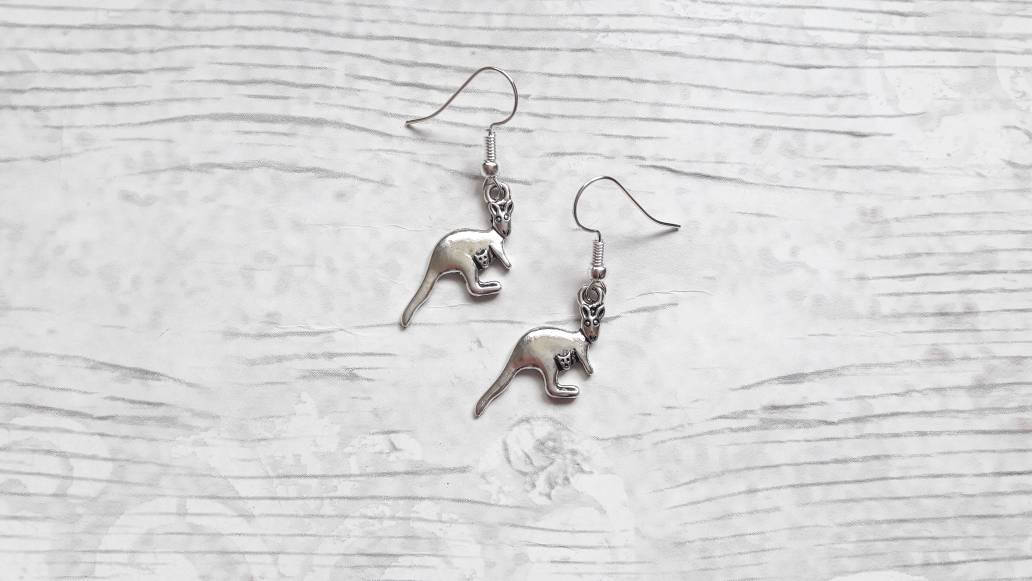 Kangaroo earrings, Australian jewellery, animal jewelry, summer accessory, gifts for her, christmas stocking filler, australia present