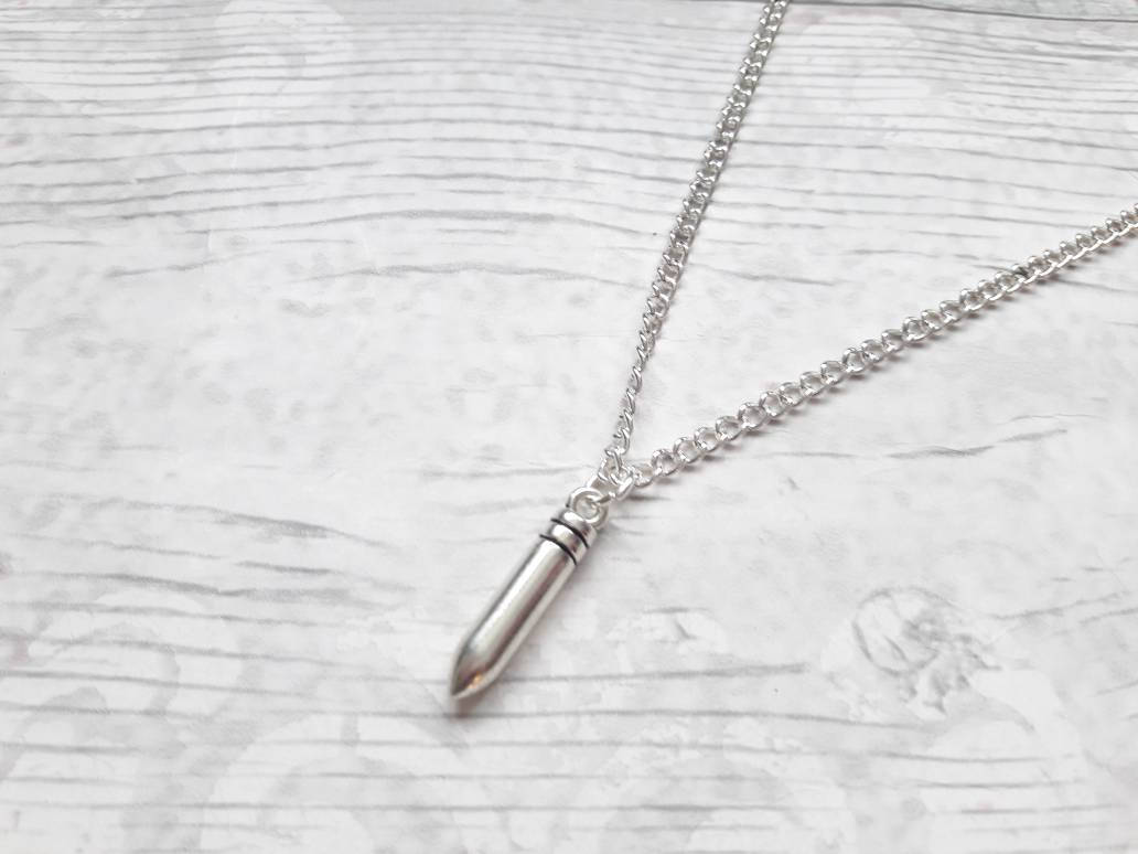 Bullet necklace, partners in crime jewelry, bullet jewellery, best friend gift, bbf necklace, gifts for friend weapon jewelry, gun necklace