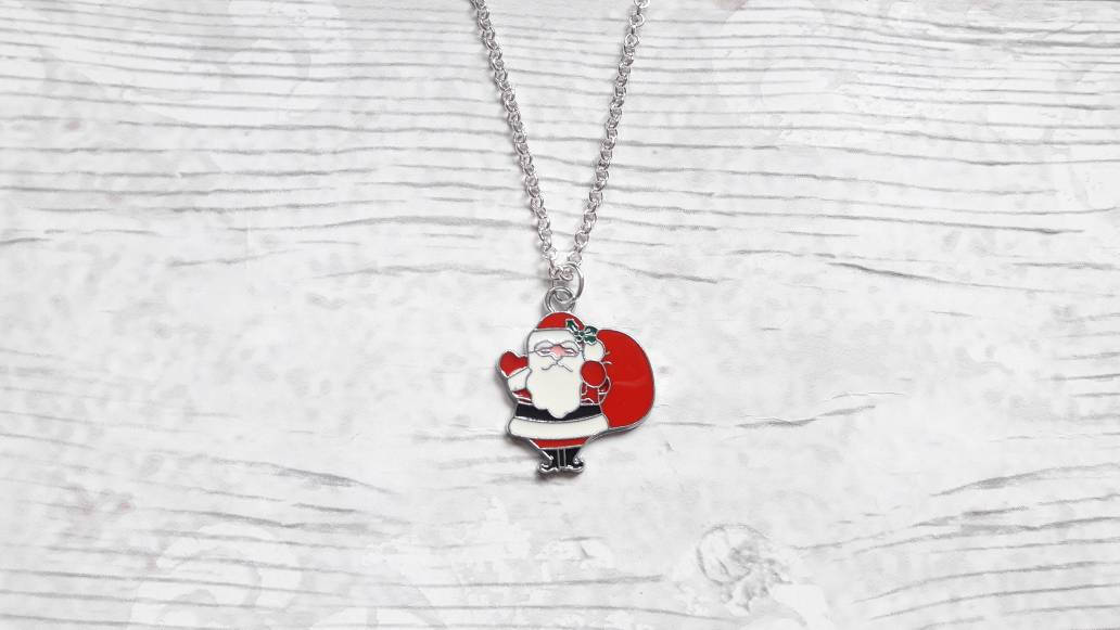 Santa Claus necklace, father Christmas jewellery, Xmas jewelry, I believe in Santa necklace, stocking filler, festive gifts for kids