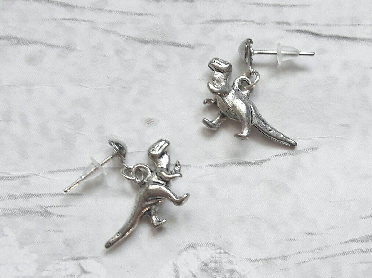 dinosaur earrings, t-rex earrings, dino jewellery, quirky jewelry, trex gift, raptor earrings, gifts for kids, tyrannosaurus lover