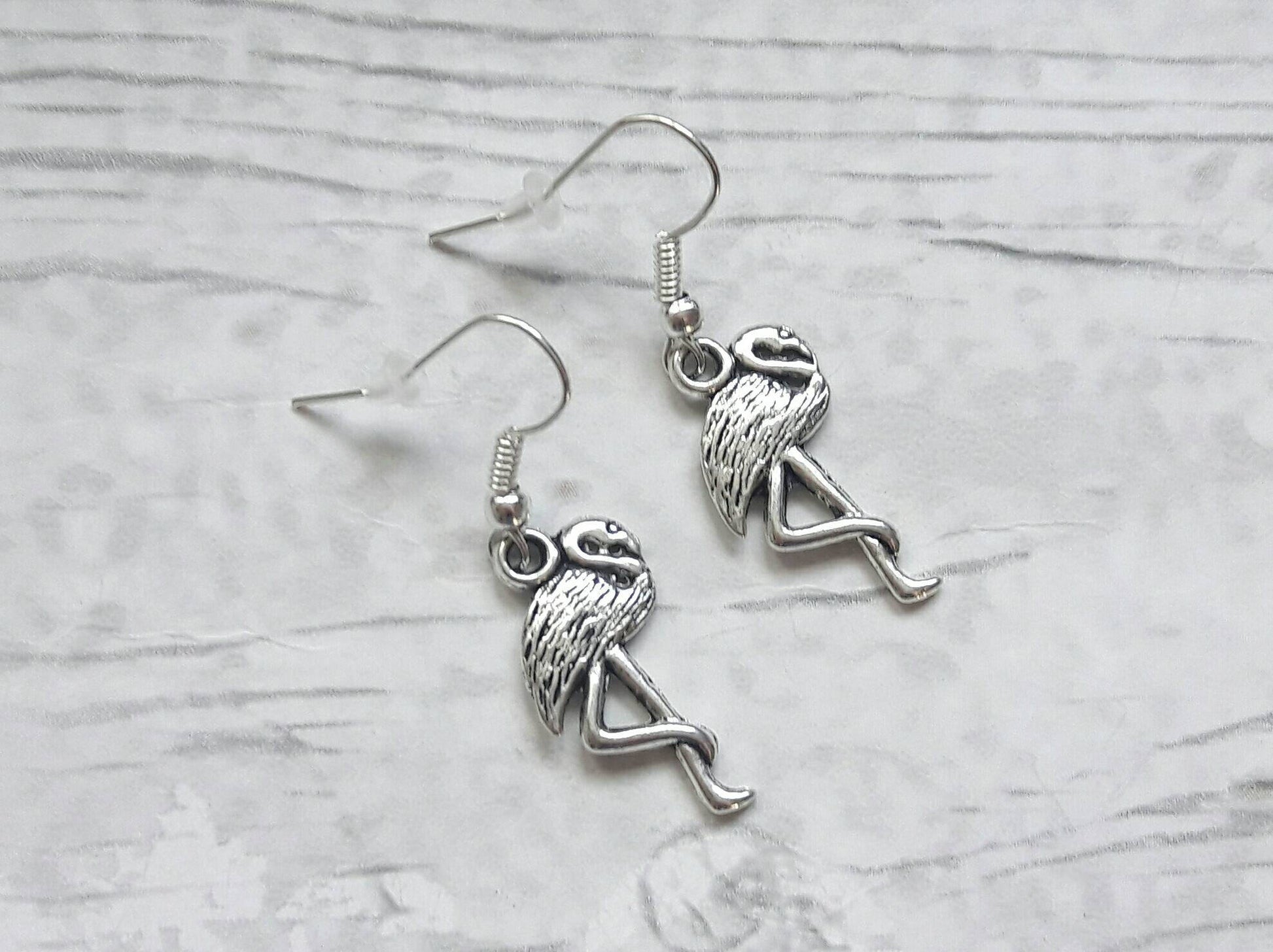 flamingo earrings, summer accessory, funky tropical bird jewellery, animal lover present, gifts for girls