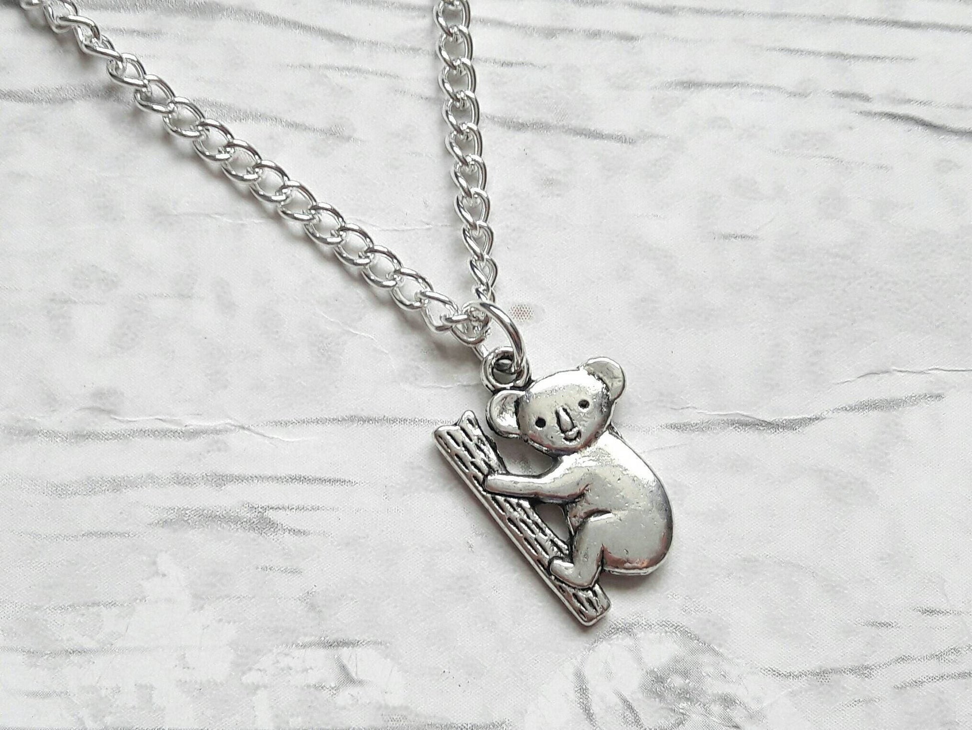 Koala necklace, australia jewellery, animal lover gift, bear necklace, personalised initial present, outback jewellery