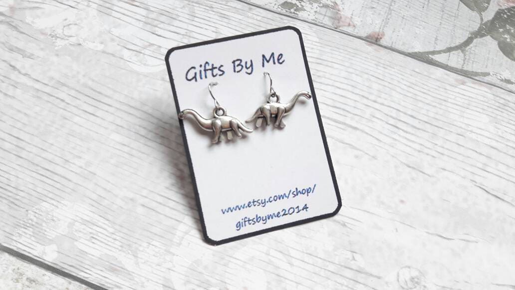 brachiosarous earrings, dinosaur earrings, reptile charm, animal jewellery, dino jewelry, retro handmade earrings, gifts for her