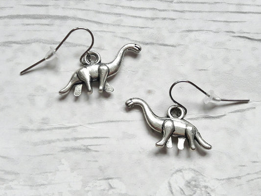 brachiosarous earrings, dinosaur earrings, reptile charm, animal jewellery, dino jewelry, retro handmade earrings, gifts for her
