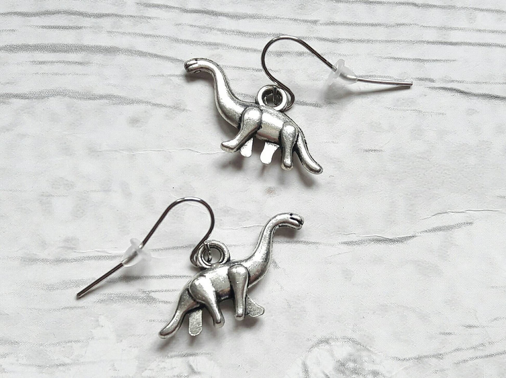 brachiosarous earrings, dinosaur earrings, reptile charm, animal jewellery, dino jewelry, retro handmade earrings, gifts for her