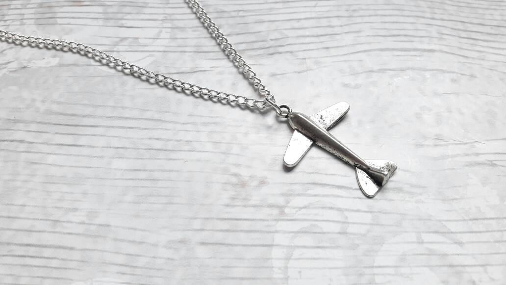 Plane necklace, airplane jewellery, personalised initial necklace, flight attendant present, wanderlust travel gift, aviation jewellery