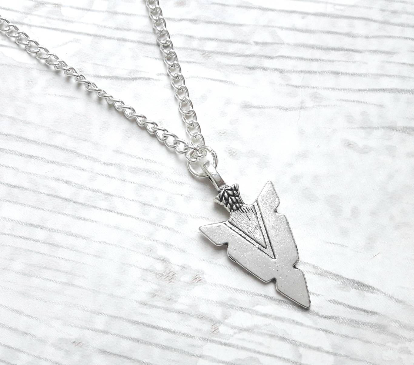 arrowhead necklace, arrow jewelry, medival jewellery, weapon necklace, Viking pendant, bow and arrow present, gifts for her, stocking filler