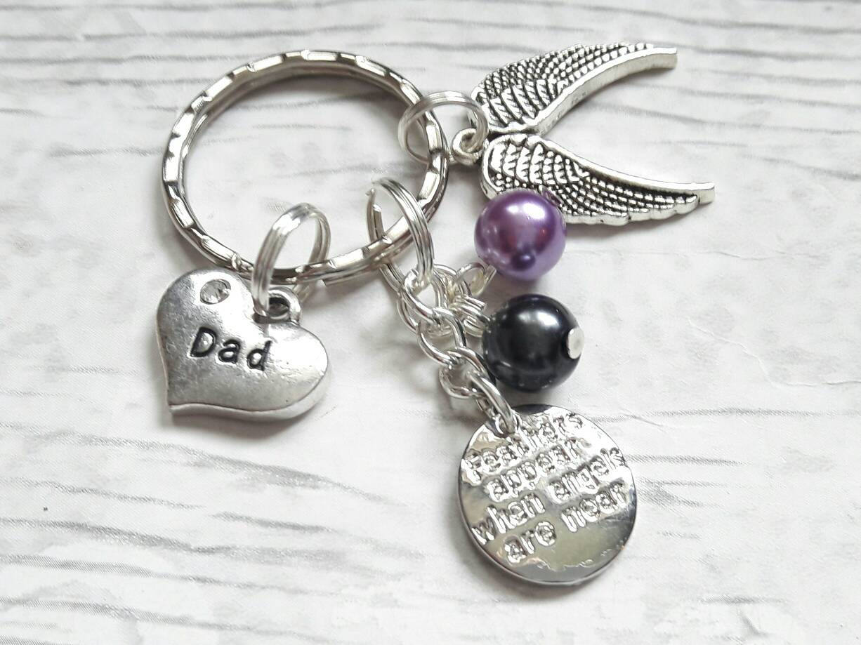 lost loved one memorial, angel wing keyring, guardian angel keychain, feathers appear when angels are near bagcharm, baby loss keepsake