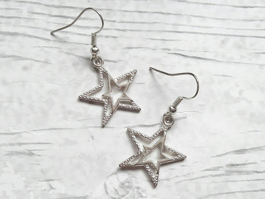 Star earrings, space charm earrings, galaxy star jewellery, summer jewelry, gifts for her, birthday present, mothers day gift