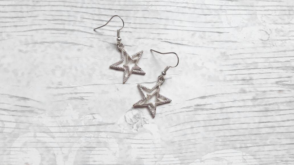 Star earrings, space charm earrings, galaxy star jewellery, summer jewelry, gifts for her, birthday present, mothers day gift