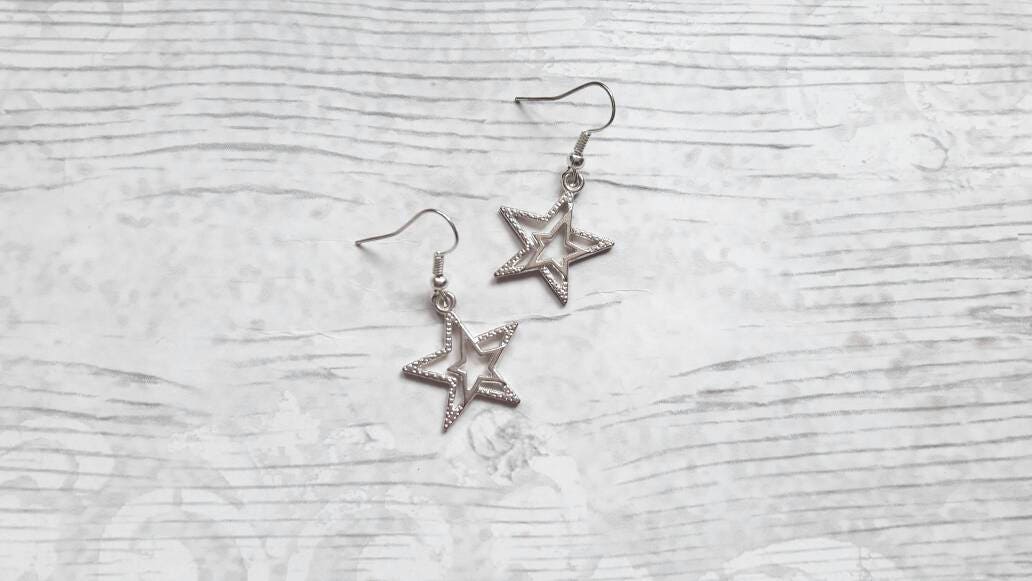 Star earrings, space charm earrings, galaxy star jewellery, summer jewelry, gifts for her, birthday present, mothers day gift