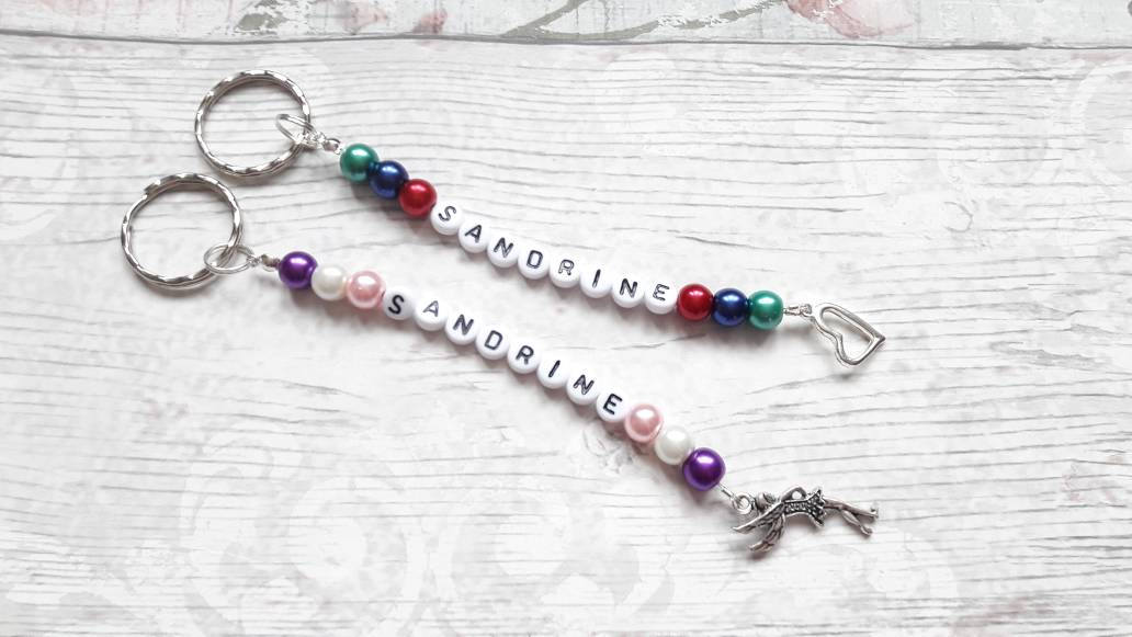 name keyring, named bag charm, personalised keyring, named keyring, back to school, zip tag, coat tag