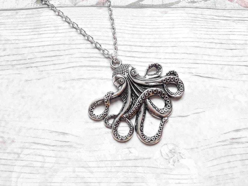 octopus necklace, nautical jewellery, sea creature pendant, steampunk jewelry, octopus jewelry, gifts for her, sea animal gift