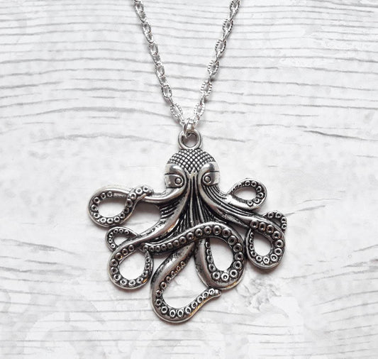 octopus necklace, nautical jewellery, sea creature pendant, steampunk jewelry, octopus jewelry, gifts for her, sea animal gift