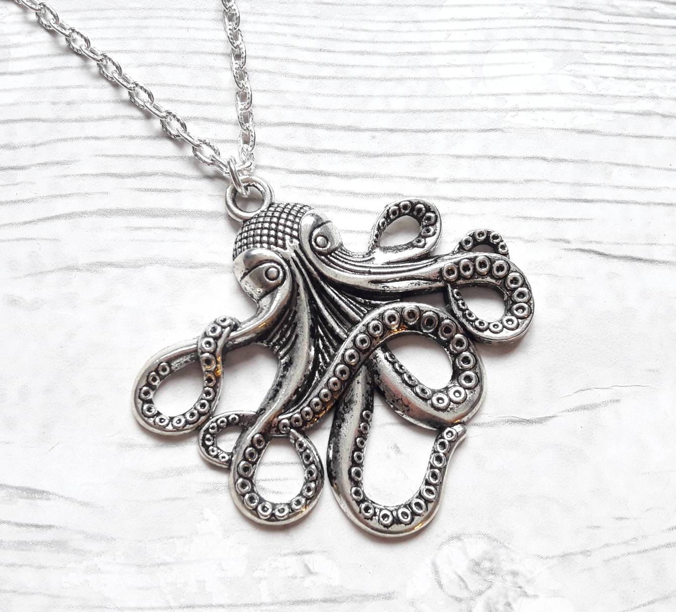 octopus necklace, nautical jewellery, sea creature pendant, steampunk jewelry, octopus jewelry, gifts for her, sea animal gift