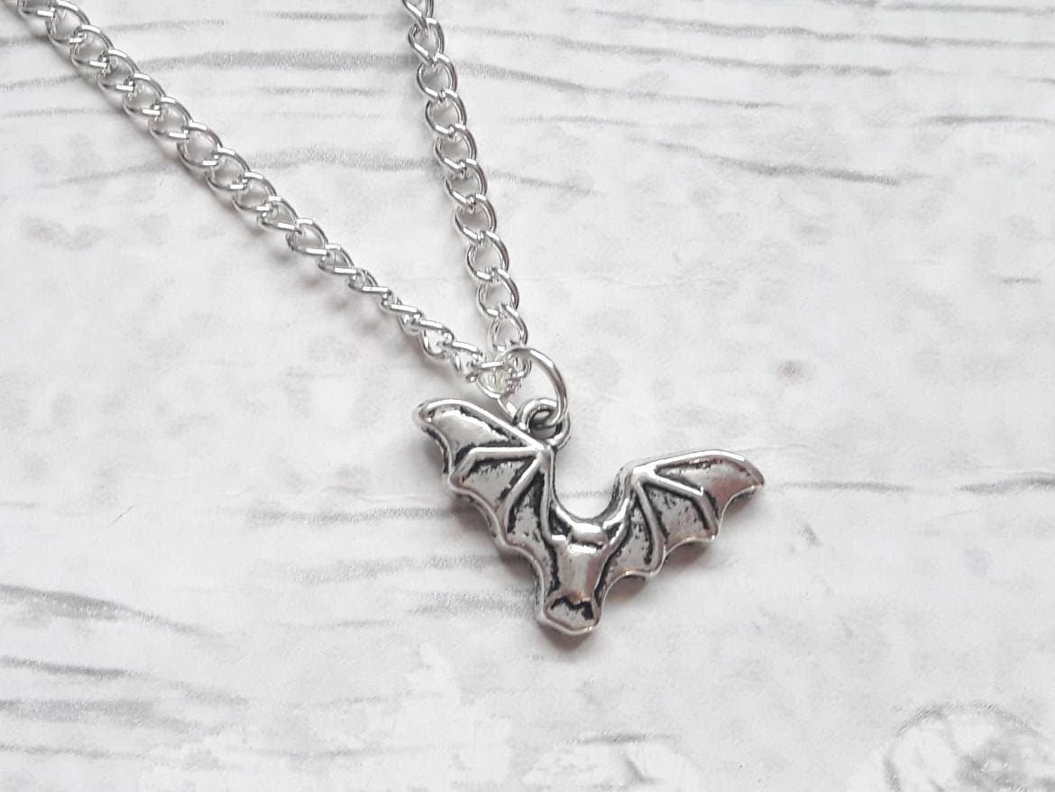 Bat necklace, spooky halloween jewellery, gifts for birthday, animal lover present