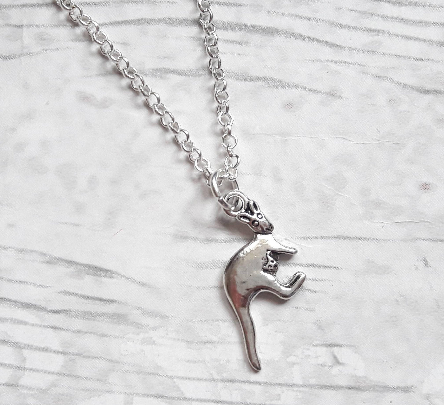 Kangaroo necklace, Australia jewellery, personalised initial necklace, animal lover jewellery, safari zoo present, wallaby necklace