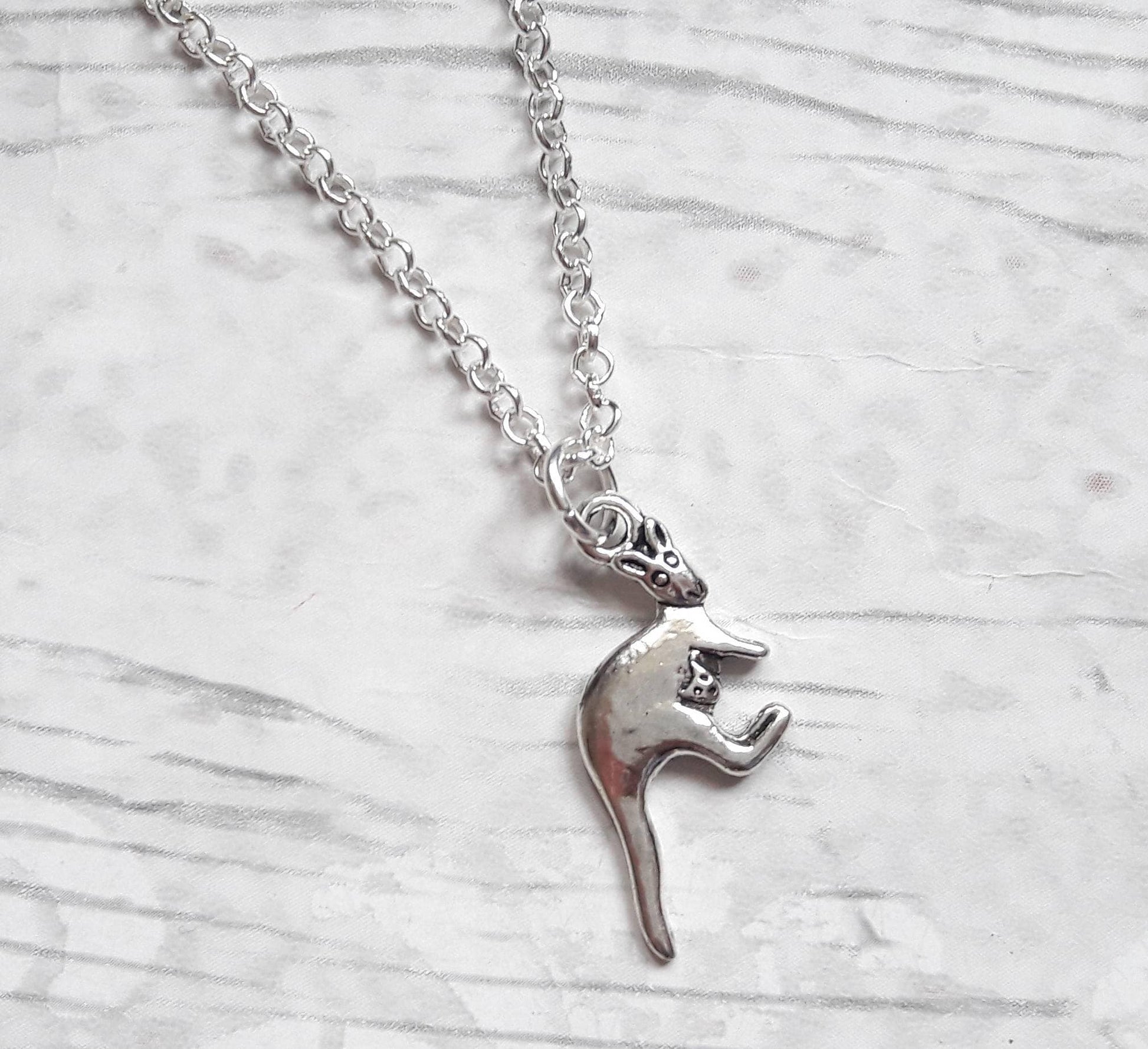 Kangaroo necklace, Australia jewellery, personalised initial necklace, animal lover jewellery, safari zoo present, wallaby necklace