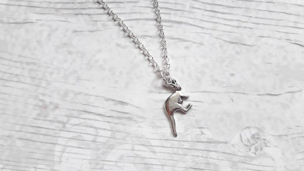 Kangaroo necklace, Australia jewellery, personalised initial necklace, animal lover jewellery, safari zoo present, wallaby necklace