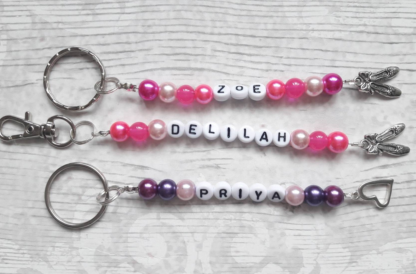 personalised name keyring, personalised bag charm,back to school zip tag, book bag charm, coat zip pull, bag tag