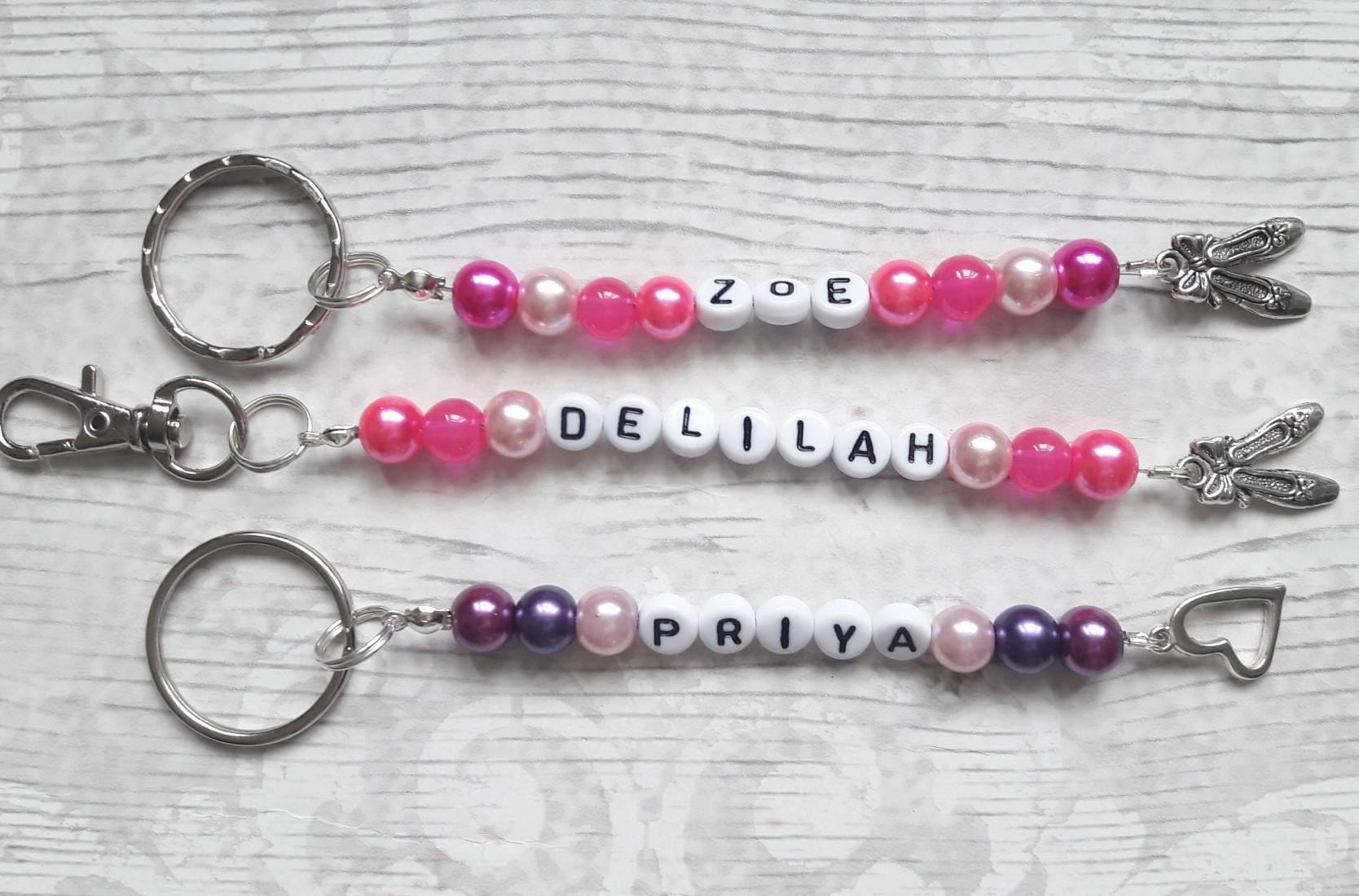 personalised name keyring, personalised bag charm,back to school zip tag, book bag charm, coat zip pull, bag tag