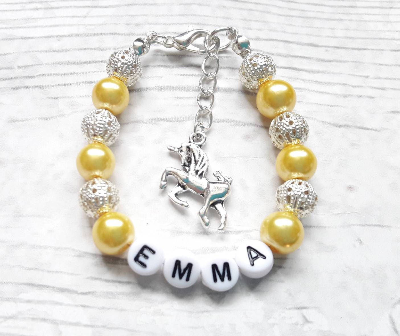Name bracelet, personalised named jewellery, custom beaded bracelet, flower girl jewelry, wedding thankyou present