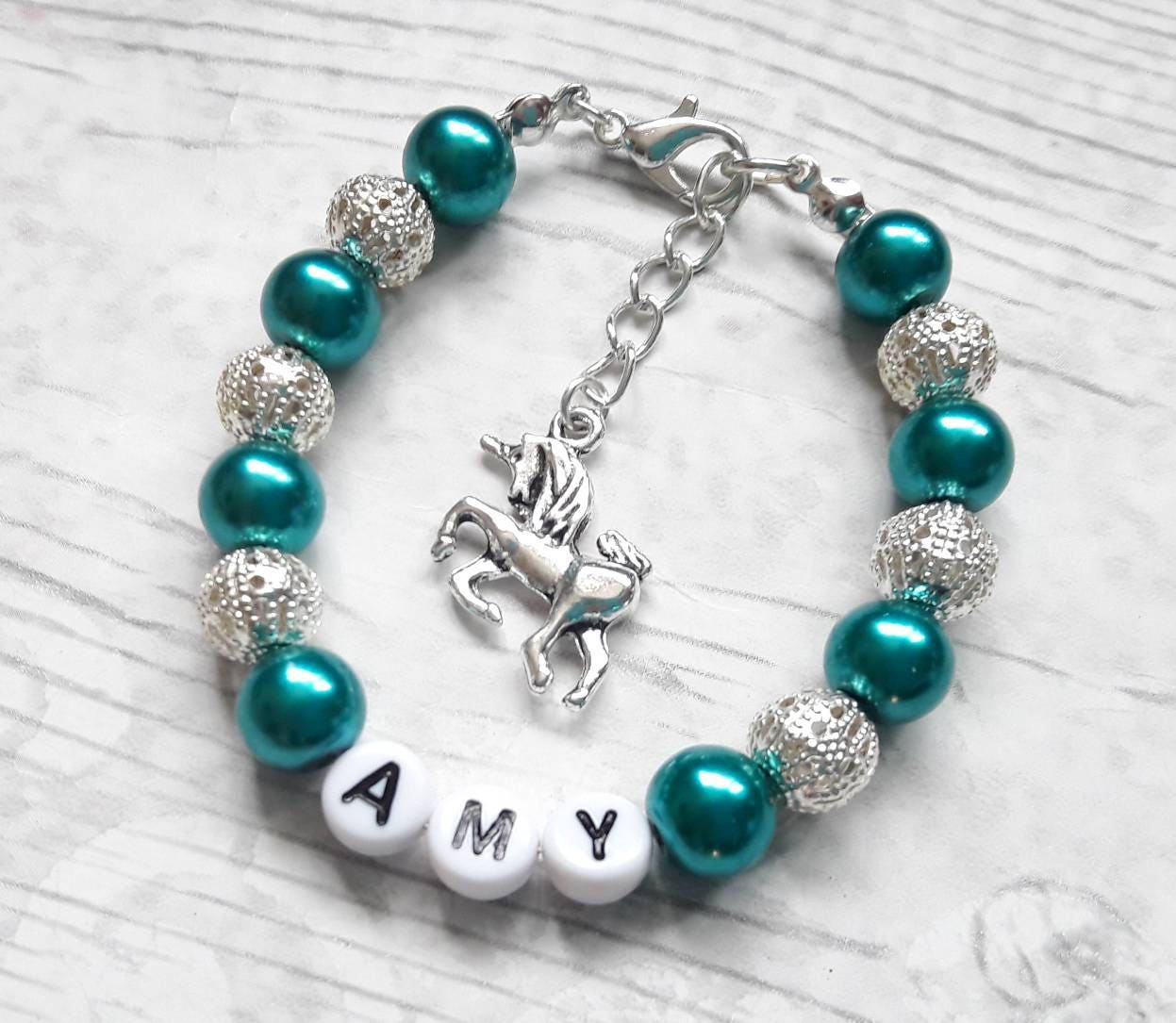 Name bracelet, personalised named jewellery, custom beaded bracelet, flower girl jewelry, wedding thankyou present