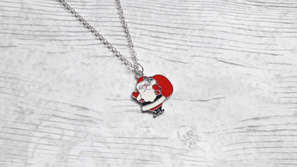 Santa Claus necklace, father Christmas jewellery, Xmas jewelry, I believe in Santa necklace, stocking filler, festive gifts for kids