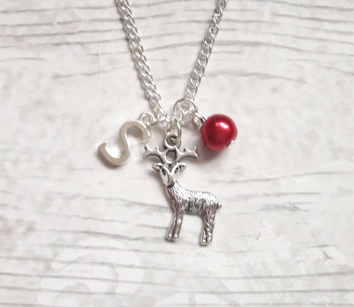 Reindeer necklace, deer necklace, stag jewellery, animal jewelry, initial necklace, personalized present, stocking filler, gifts for her