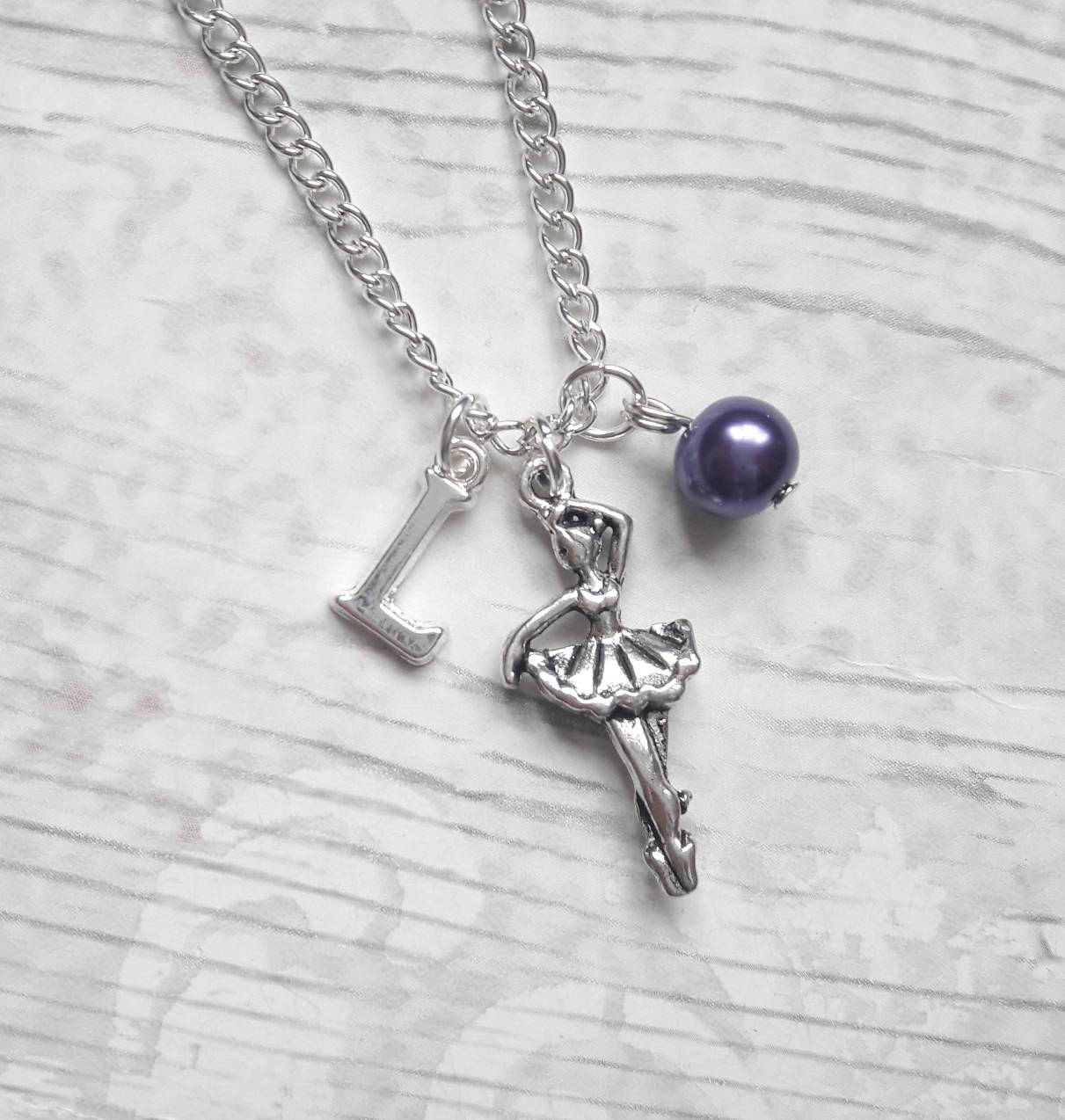ballerina necklace, ballet dancer jewelry, dance necklace, personalised necklace, dance recital jewellery, gifts for girls, dancing present