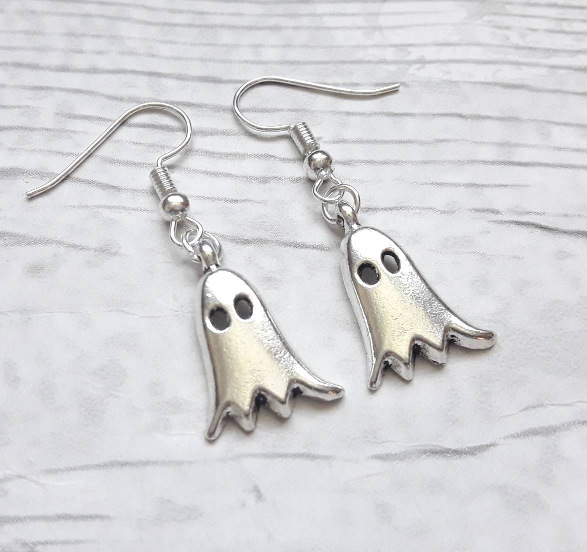 Spooky ghost earrings, halloween jewellery, gothic earrings, goth jewelry, scary costume earrings, fall earrings