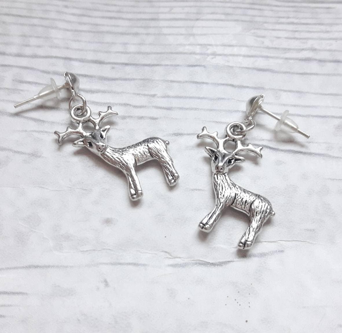 Reindeer earrings, deer jewelry, Christmas jewellery, rudolph earrings, stag pendant, animal earrings, secret santa gift, festive jewellry