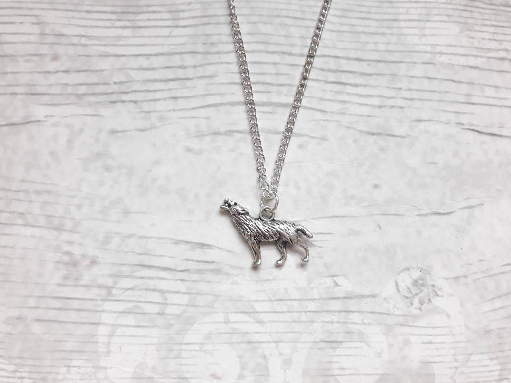 Howling wolf necklace, woodland necklace, dog jewellery, zoo jewelry, gifts for her, animal lover, stocking filler, mothers day