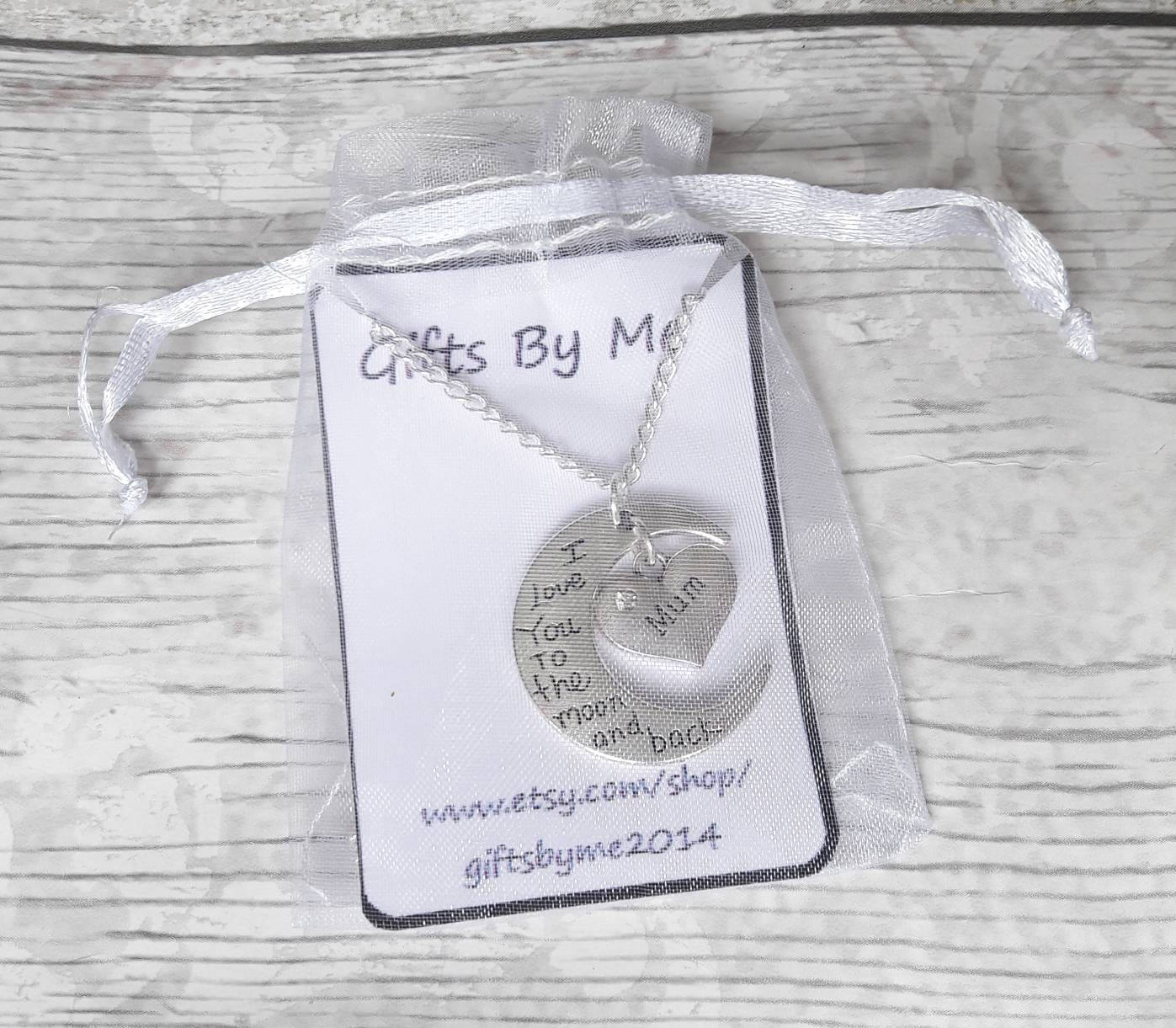 love you to the moon and back necklace, crescent moon jewellery, Luna children's necklace, night sky memorial jewelry