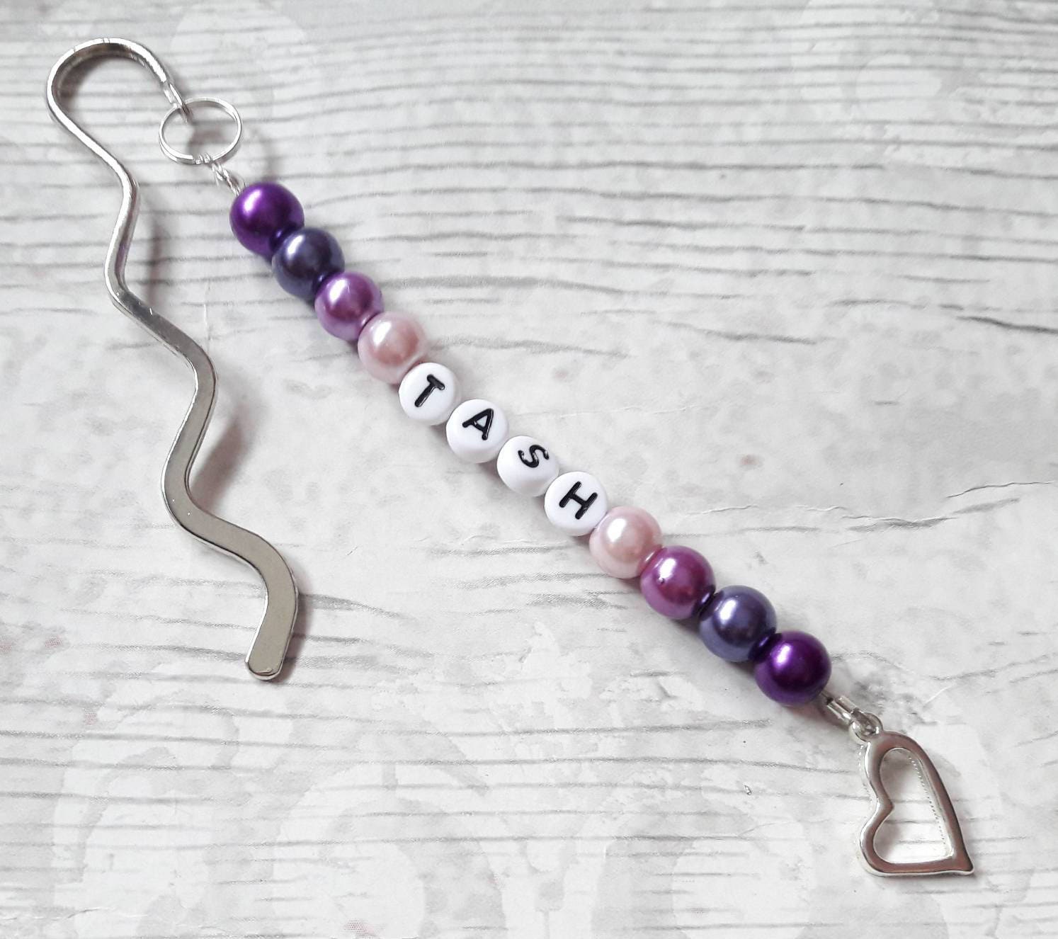 personalised name bookmark, custom bookmark, named page marker, teacher thankyou gift, end of term present, reader gift, beaded bookmark