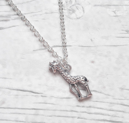 Giraffe necklace, personalised initial necklace, safari zoo gift, animal lover present, giraffe jewellery, gifts for her
