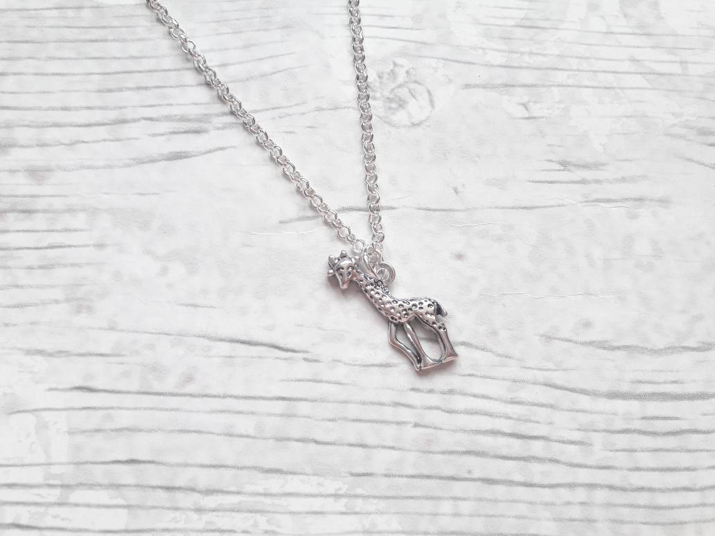 Giraffe necklace, personalised initial necklace, safari zoo gift, animal lover present, giraffe jewellery, gifts for her