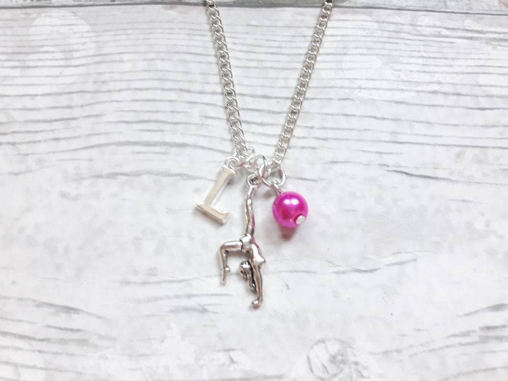 gymnast necklace, gymnastics jewelry, personalised necklace, kids jewellery, gifts for girls, tournament present