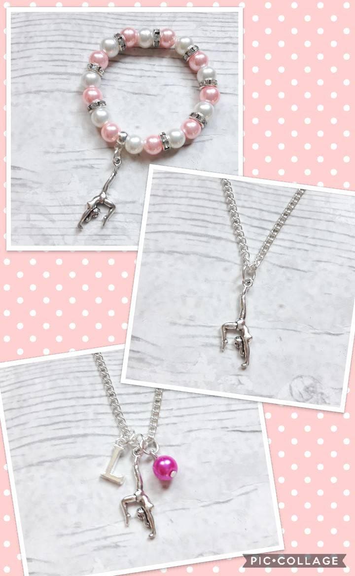 gymnast necklace, gymnastics jewelry, personalised necklace, kids jewellery, gifts for girls, tournament present