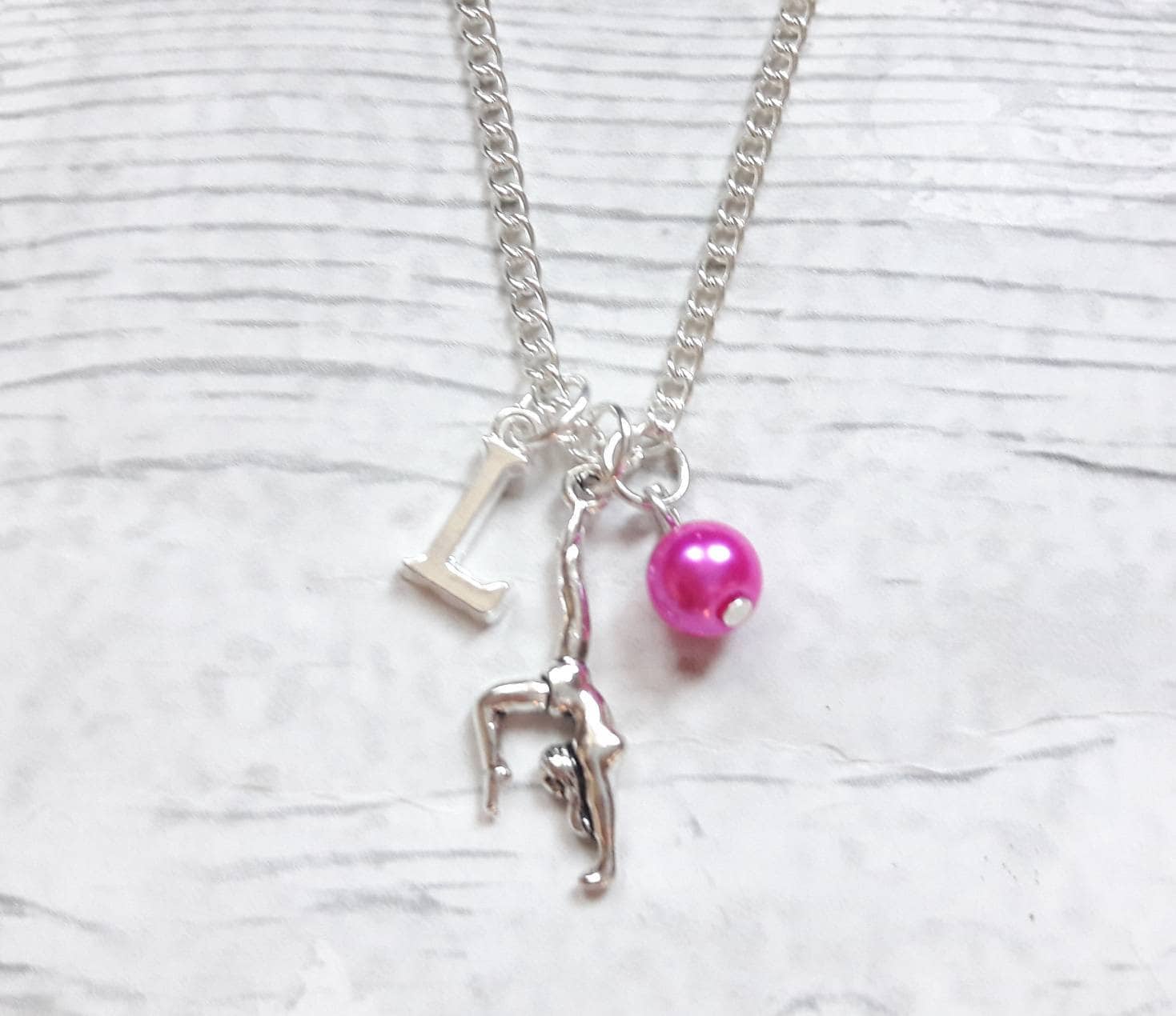 gymnast necklace, gymnastics jewelry, personalised necklace, kids jewellery, gifts for girls, tournament present