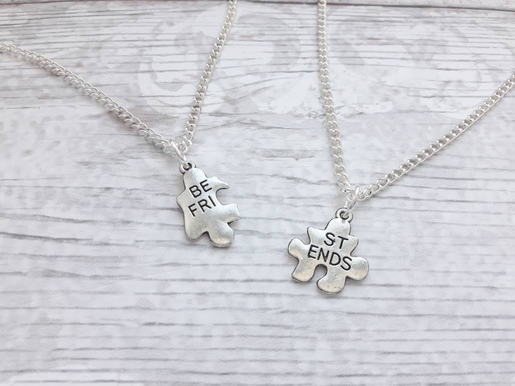 Best friend necklaces, initial jewellery, friend present, gifts for friends, bff heart necklaces, partners in crime, friends forever