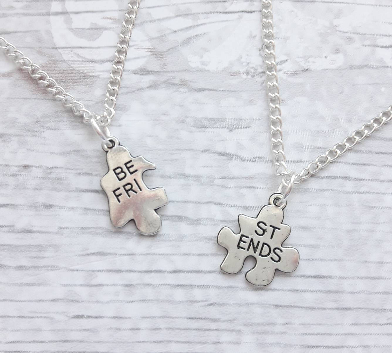 Best friend necklaces, initial jewellery, friend present, gifts for friends, bff heart necklaces, partners in crime, friends forever