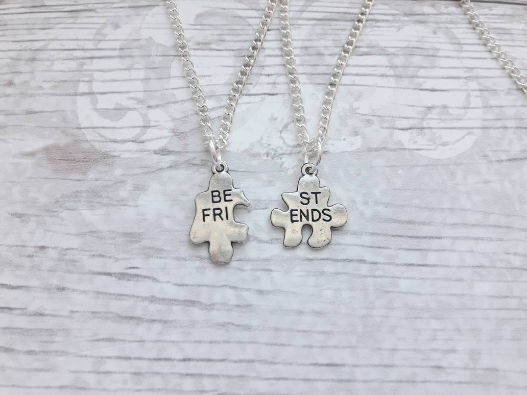 Best friend necklaces, initial jewellery, friend present, gifts for friends, bff heart necklaces, partners in crime, friends forever