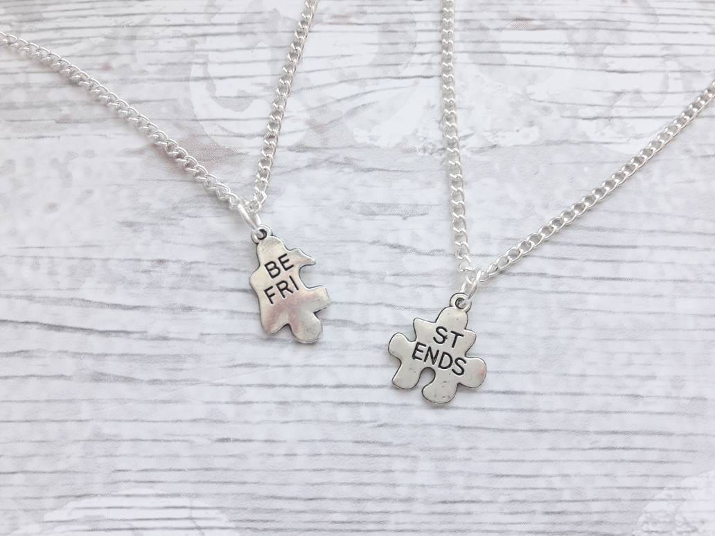 Best friend necklaces, initial jewellery, friend present, gifts for friends, bff heart necklaces, partners in crime, friends forever