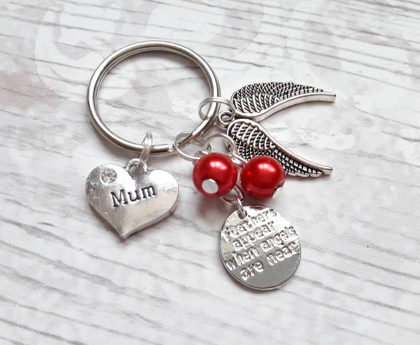 lost loved one memorial, angel wing keyring, guardian angel keychain, feathers appear when angels are near bagcharm, baby loss keepsake