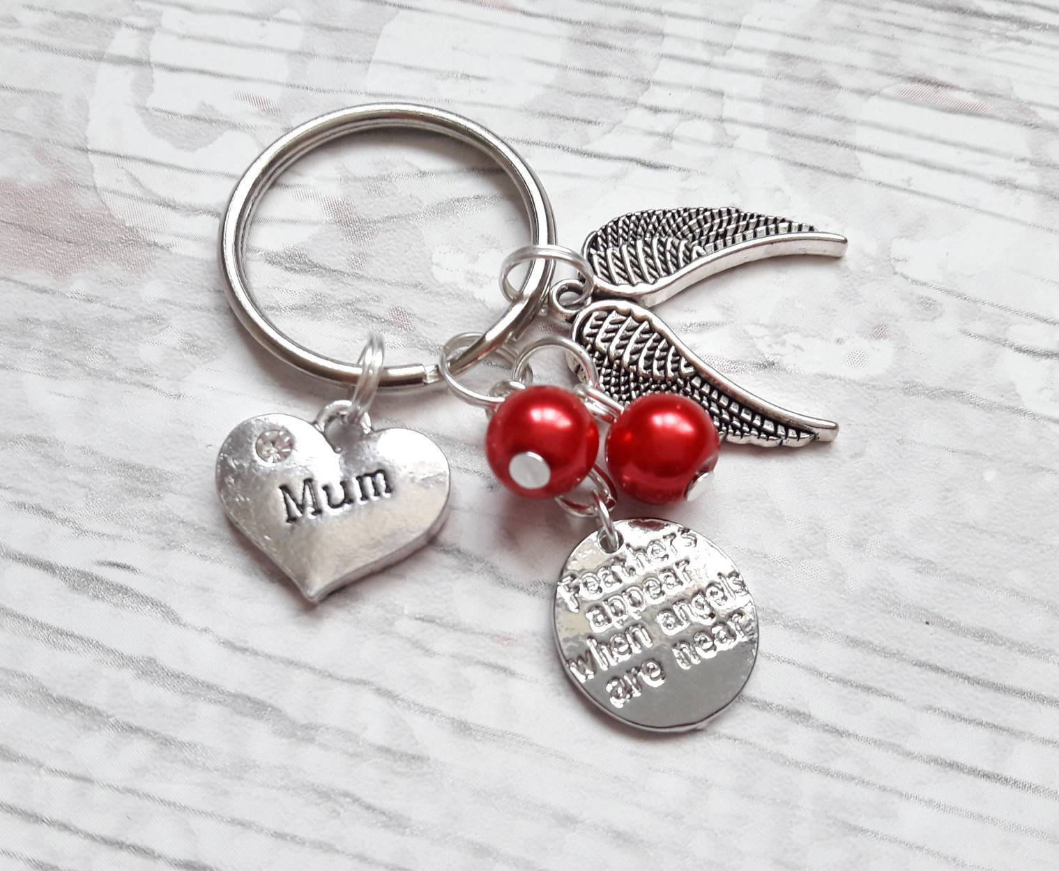 lost loved one memorial, angel wing keyring, guardian angel keychain, feathers appear when angels are near bagcharm, baby loss keepsake