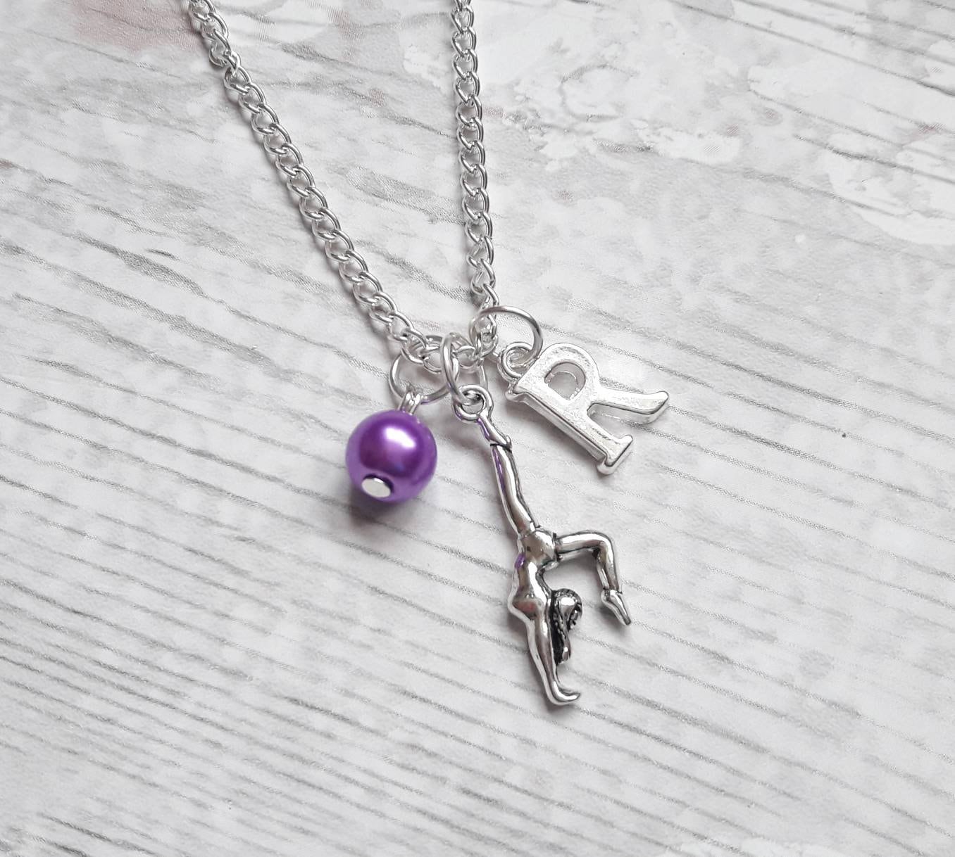 gymnast necklace, gymnastics jewelry, personalised necklace, kids jewellery, gifts for girls, tournament present