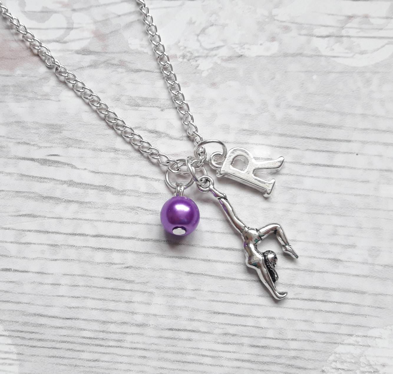 gymnast necklace, gymnastics jewelry, personalised necklace, kids jewellery, gifts for girls, tournament present