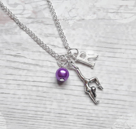gymnast necklace, gymnastics jewelry, personalised necklace, kids jewellery, gifts for girls, tournament present