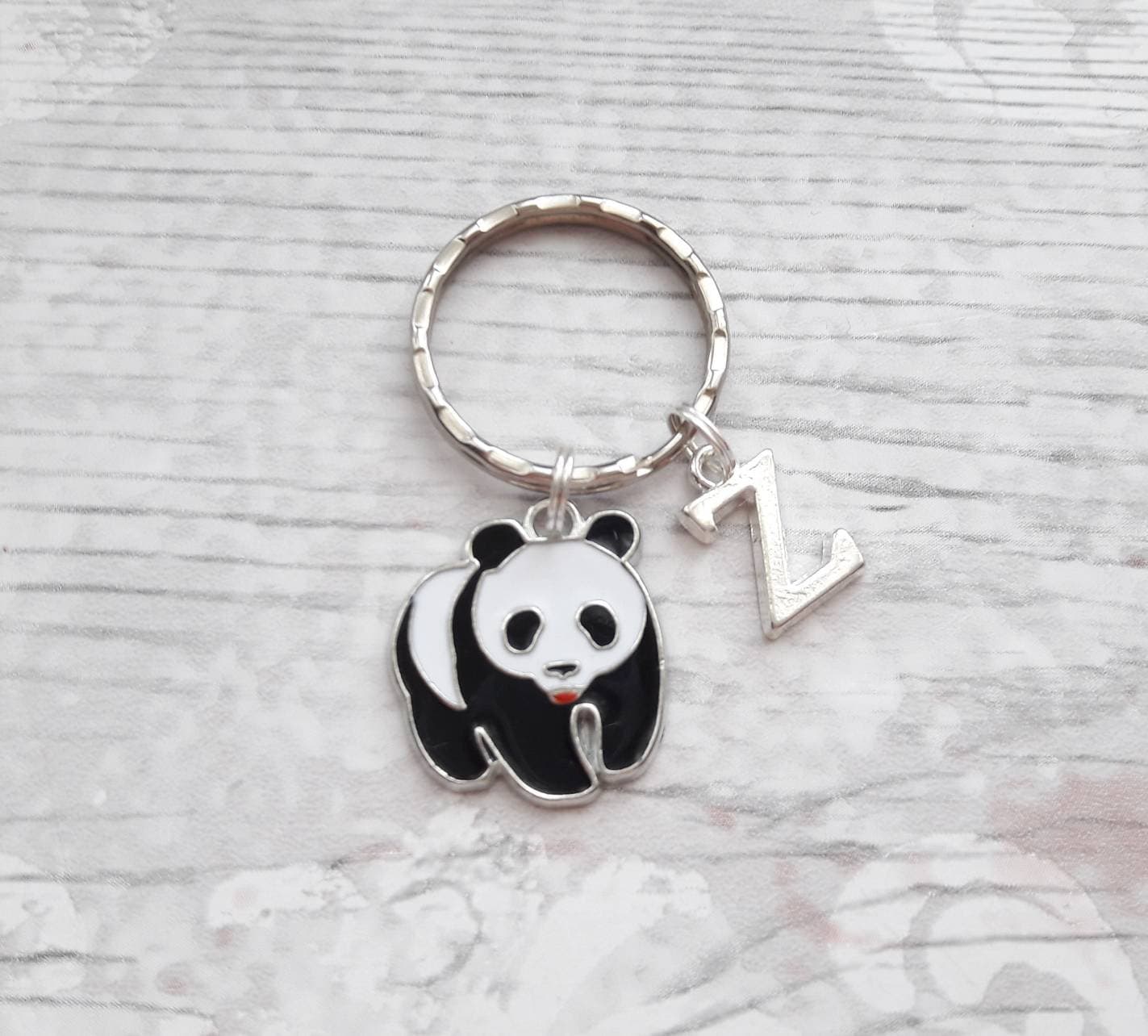 panda keyring, animal keychain, personalised bag charm, initial keyring, panda lover, mothers day gift, birthday present, gifts for mum